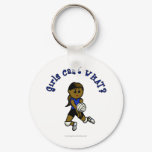 Dark Girls Volleyball in Blue Uniform Keychains