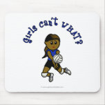 Dark Girls Volleyball in Blue Uniform Mousepads
