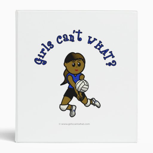 Dark Girls Volleyball in Blue Uniform Vinyl Binder
