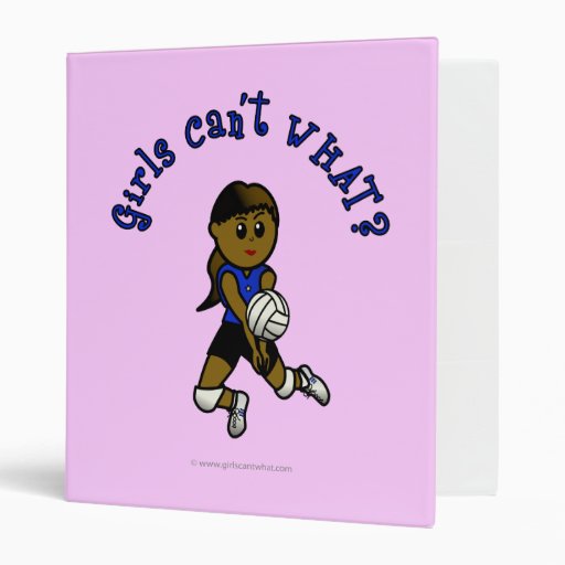 Dark Girls Volleyball in Blue Uniform Vinyl Binder