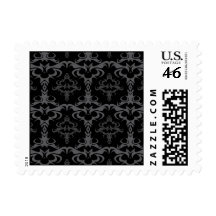Dark Gothic Damask Pattern Postage