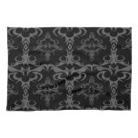 Dark Gothic Damask Pattern kitchen towels