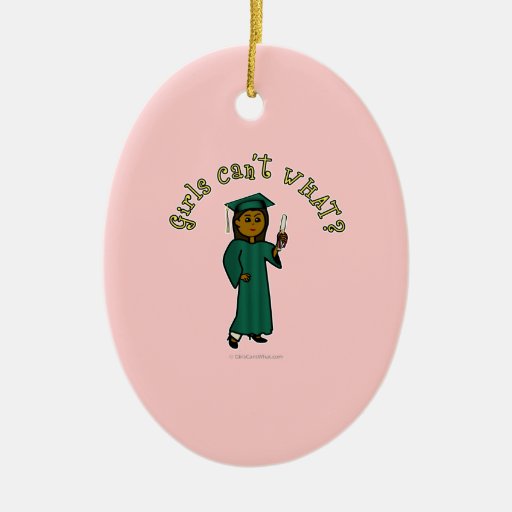 Dark Graduate in Green Christmas Tree Ornaments