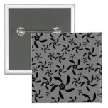 Dark Gray and Black Floral Design. Button