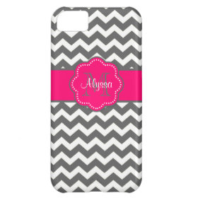 Dark Gray and Pink Chevron Personalized Phone Case iPhone 5C Cover