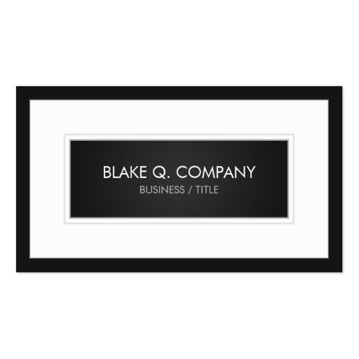 Dark Gray / Black and White Frame Business Card (front side)
