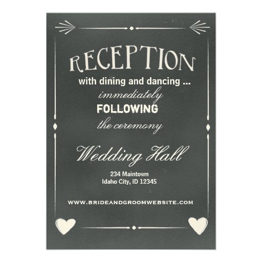 Dark Gray Chalkboard Wedding Invitation with heart