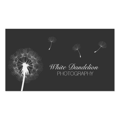Dark Gray Dandelion Photography Business Cards (front side)