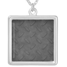 Dark Gray Diamond Plate Texture Pendant