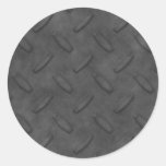 Dark Gray Diamond Plate Texture Round Sticker