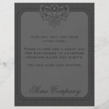 Dark Gray Heart Damask Flyer Design