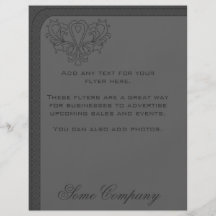 Dark Gray Heart Damask Flyer Design