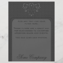 Dark Gray Heart Damask Flyers