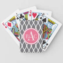 Dark Gray Monogrammed Barcelona Print Deck Of Cards