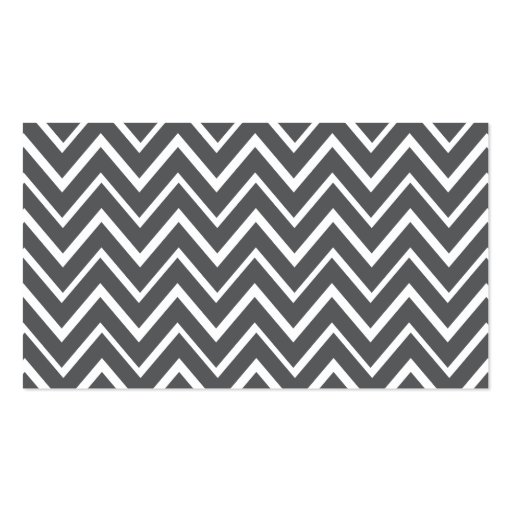 Dark gray whimsical zigzag chevron pattern business card template (front side)