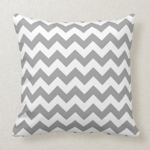 Dark Gray White Chevron Zig-Zag Pattern Throw Pillow Zazzle