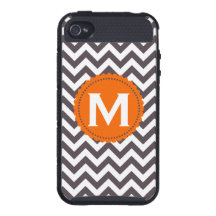 Dark Gray White Monogram Chevron Pattern iPhone 4/4S Cases