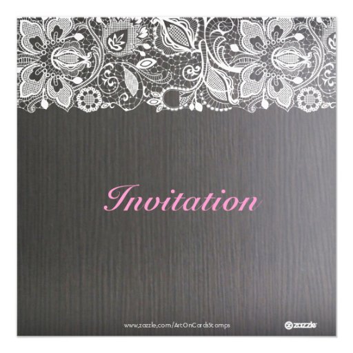 Dark Gray Wood & White Lace Bridal Shower Invite