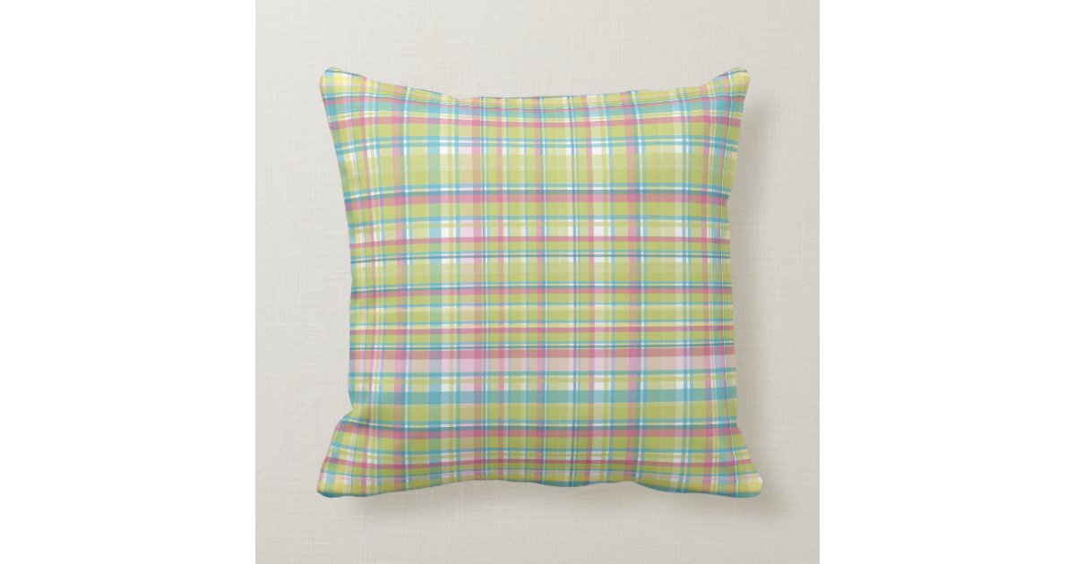 Dark Green and Pink Plaid Pattern Throw Pillow Zazzle