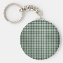 Dark Green and White Plaid Keychains