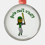 Dark Green Baseball Player Christmas Ornament
