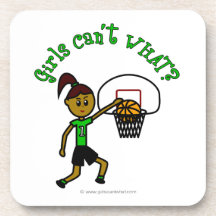 Dark Green Basketball Girl Beverage Coaster