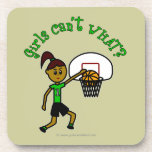 Dark Green Basketball Girl Drink Coaster