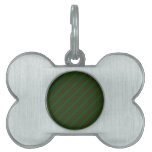 Dark Green Diagonal Striped Pattern. pet tags