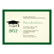 Dark green ecru cap tassel graduation announcement