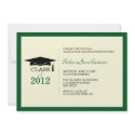 Dark green ecru cap tassel graduation announcement invitation