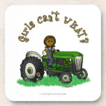 Dark Green Farmer Girl Beverage Coaster