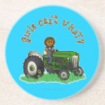 Dark Green Farmer Girl Drink Coaster