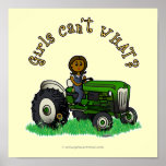 Dark Green Farmer Girl Posters