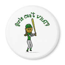Dark Green Girls Baseball magnets