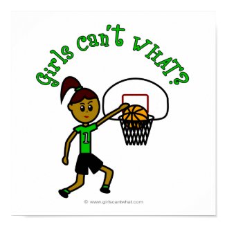 Dark Green Girls Basketball Print