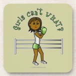 Dark Green Girls Boxing Beverage Coaster