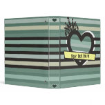 dark green heart binder with stripes