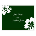 Dark Green Hibiscus Wedding Invitation Postcard