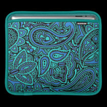 Dark Green Paisley Design ipad sleeves