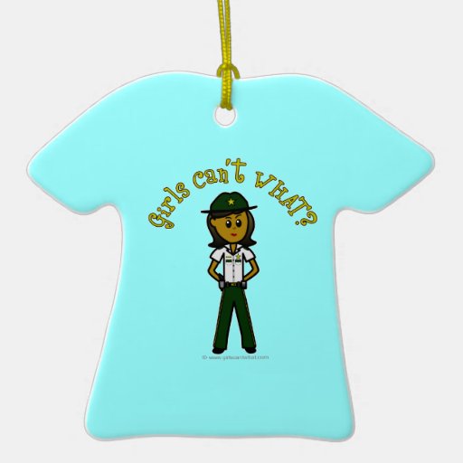 Dark Green Sheriff Girl Christmas Ornaments