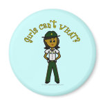 Dark Green Sheriff Girl Refrigerator Magnet