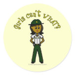 Dark Green Sheriff Girl Round Stickers