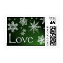 Dark Green snowfall Love Wedding Postage postage by aslentz Dark Green snowfall Love Wedding Postage postage