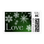 Dark Green snowfall Love Wedding Postage