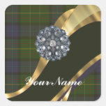 Dark green tartan square sticker