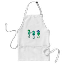 Dark Green  Watercolor Seahorses Aprons