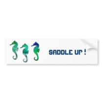Dark Green Watercolor Seahorses Bumper Sticker