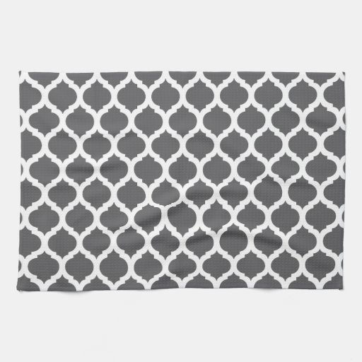 Dark Grey Moroccan Pattern Kitchen Towels Zazzle
