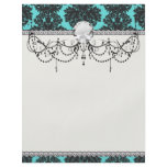 dark grey on tiffany blue flourish damask pattern flyer design