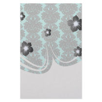 dark grey on tiffany blue flourish damask pattern custom stationery